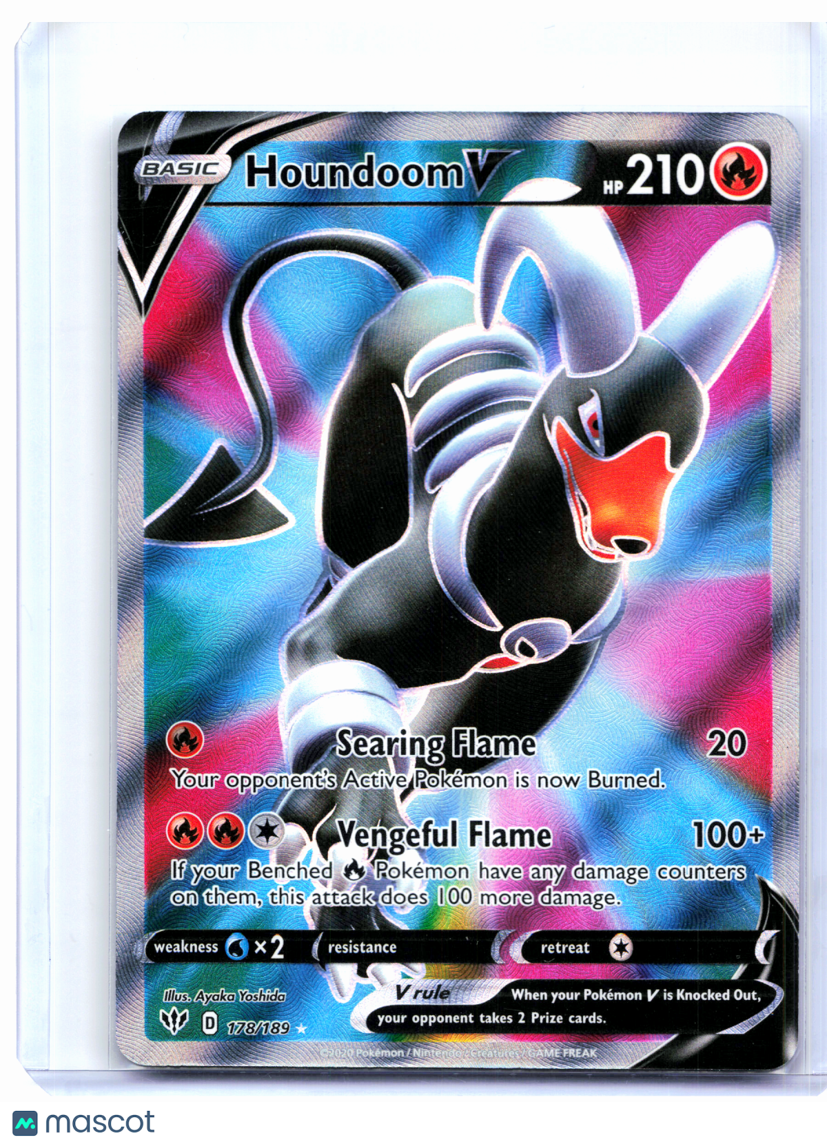 2020 Pokemon—Houndoom V (Full Art) #178/189 Darkness Ablaze—Ultra Rare Holo