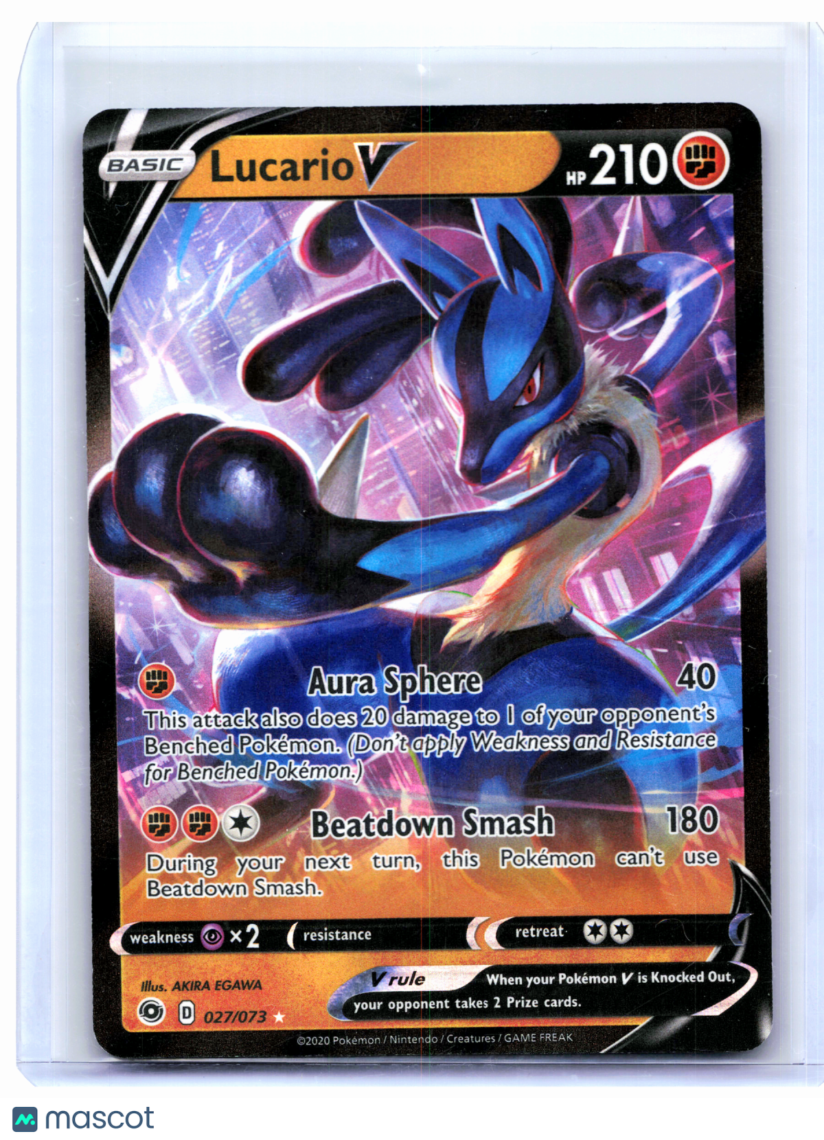 2020 Pokemon—Lucario V #027/073 Champion’s Path—Ultra Rare Holo