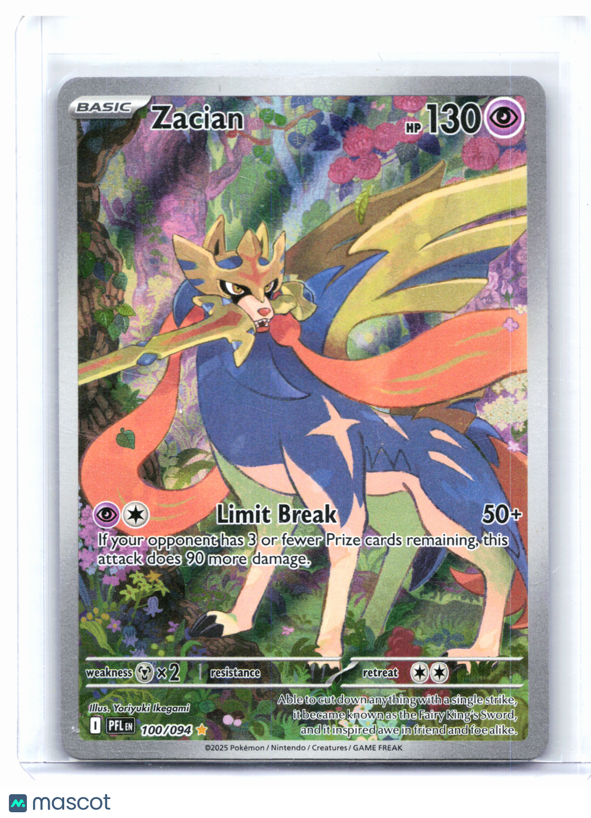 2025 Pokemon—Zacian #100/094 Phantasmal Flames—Illustration Rare Holo