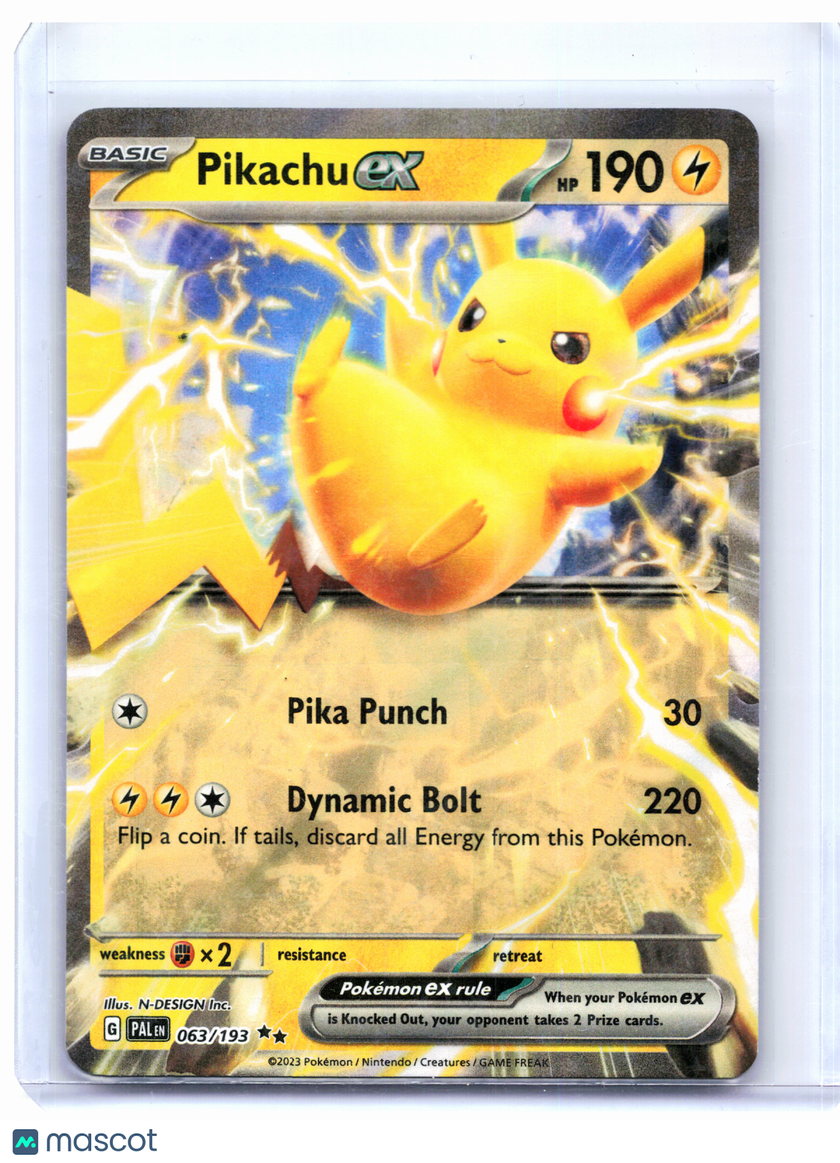2023 Pokemon—Pikachu ex #063/193 Paldea Evolved—Double Rare Holo