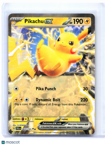 2023 Pokemon—Pikachu ex #063/193 Paldea Evolved—Double Rare Holo