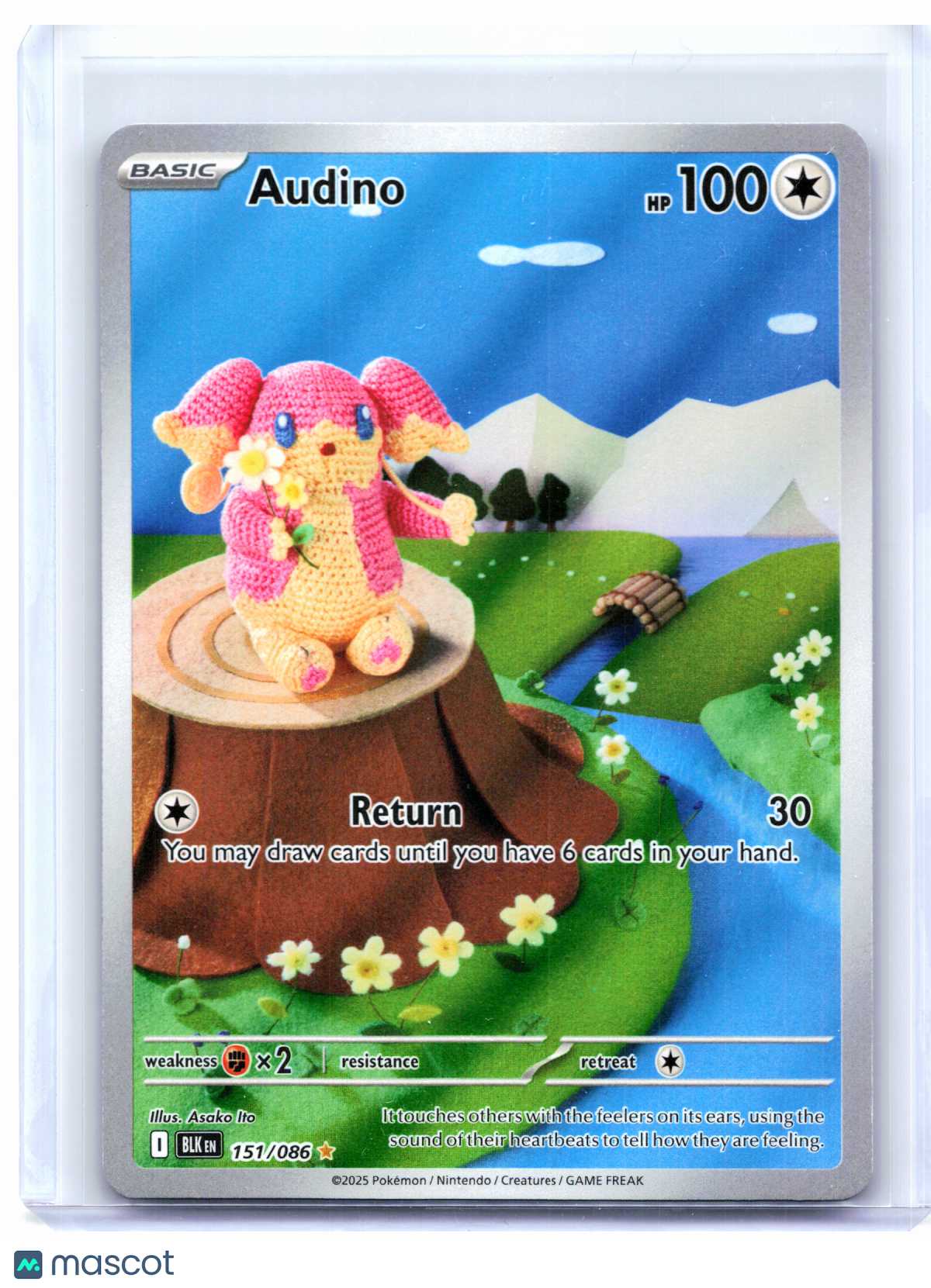2025 Pokemon—Audino #151/086 Black Bolt—Illustration Rare Holo [Lightly Played]