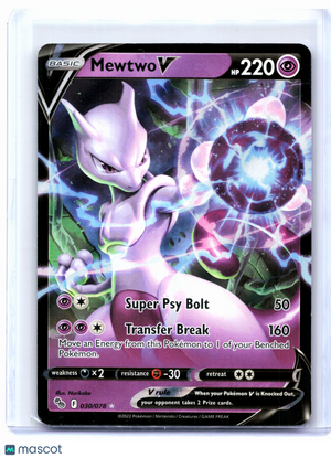 2022 Pokemon—Mewtwo V #030/078 Pokemon GO—Ultra Rare Holo [Moderately Played]
