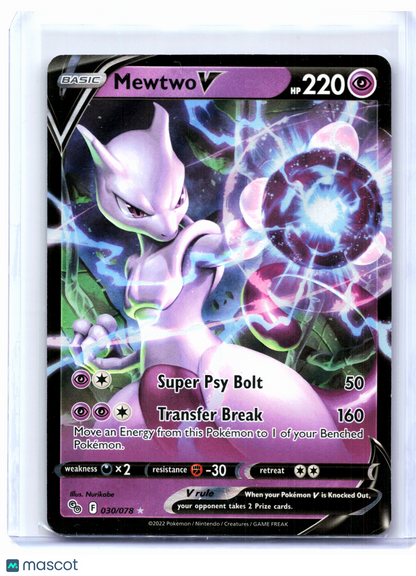 2022 Pokemon—Mewtwo V #030/078 Pokemon GO—Ultra Rare Holo [Moderately Played]