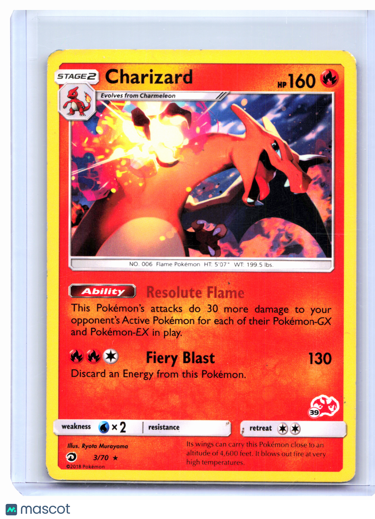 2018 Pokemon—Charizard (#39 Charizard Stamped) #3/70 BTA—Promo Nonholo [HP]