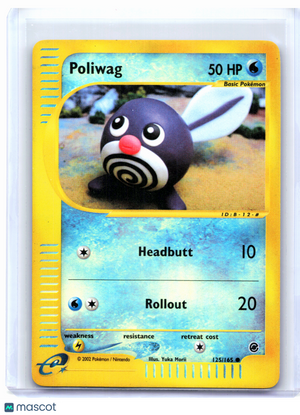 2002 Pokemon—Poliwag #125/165 Expedition Base Set—Common Reverse Holo [Damaged]