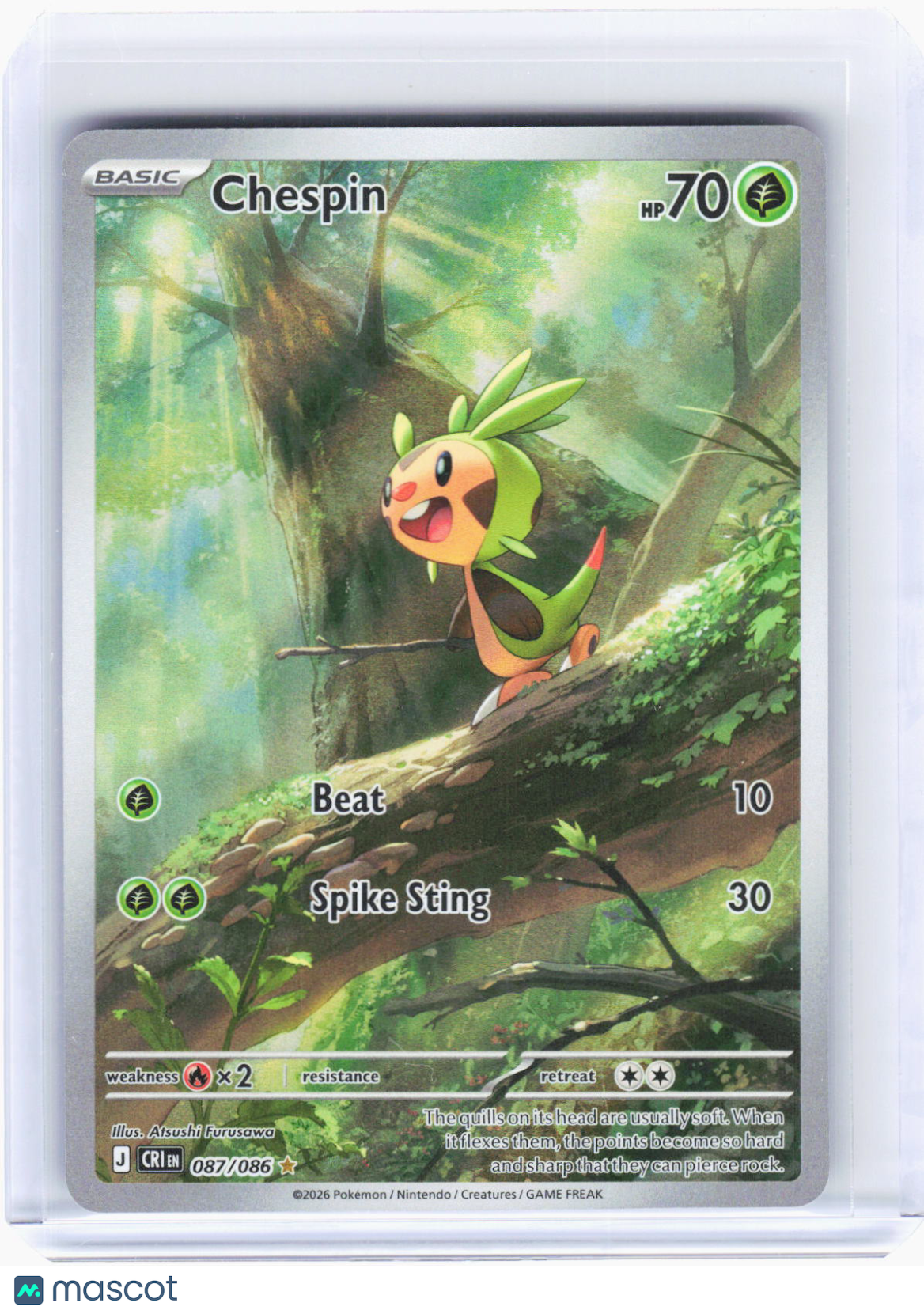 2026 Pokemon—Chespin #87/86 Chaos Rising—Illustration Rare Foil