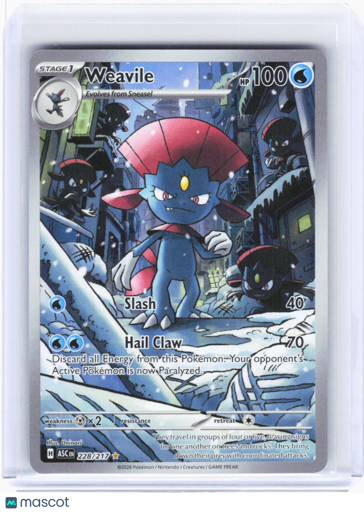 2026 Pokemon—Weavile #228/217 Ascended Heroes—Illustration Rare Foil