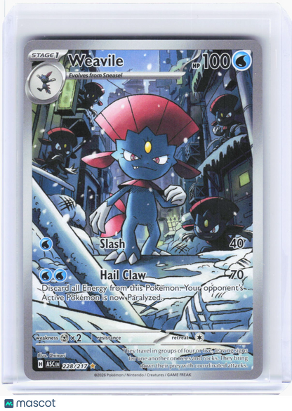 2026 Pokemon—Weavile #228/217 Ascended Heroes—Illustration Rare Foil