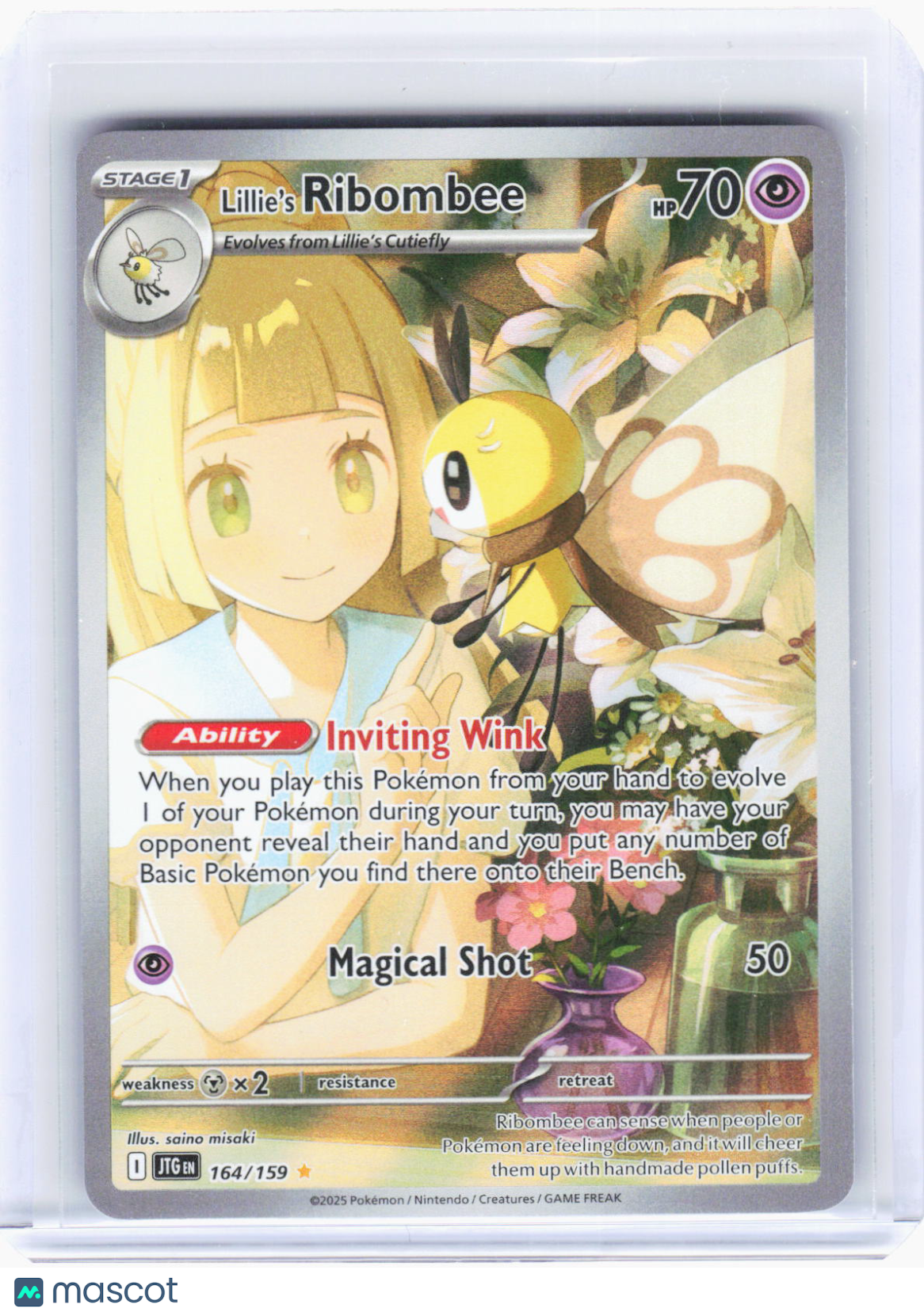 2025 Pokemon—Lillie's Ribombee #164/159 Journey Together—Illustration Rare Foil