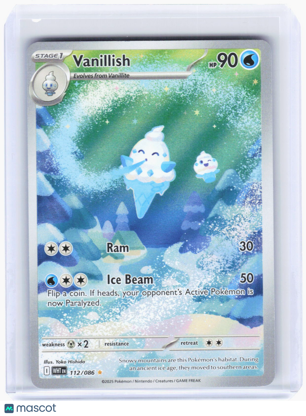 2025 Pokemon—Vanillish #112/86 White Flare—Illustration Rare Foil