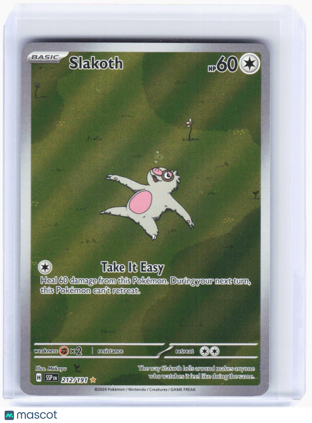 2024 Pokemon—Slakoth #212/191 Surging Sparks—Illustration Rare Foil