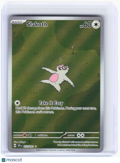 2024 Pokemon—Slakoth #212/191 Surging Sparks—Illustration Rare Foil