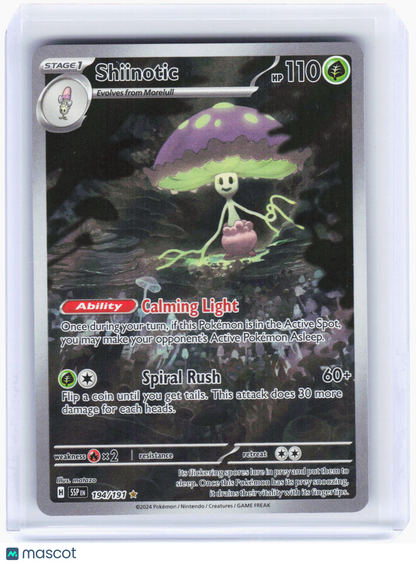 2024 Pokemon—Shiinotic #194/191 Surging Sparks—Illustration Rare Foil