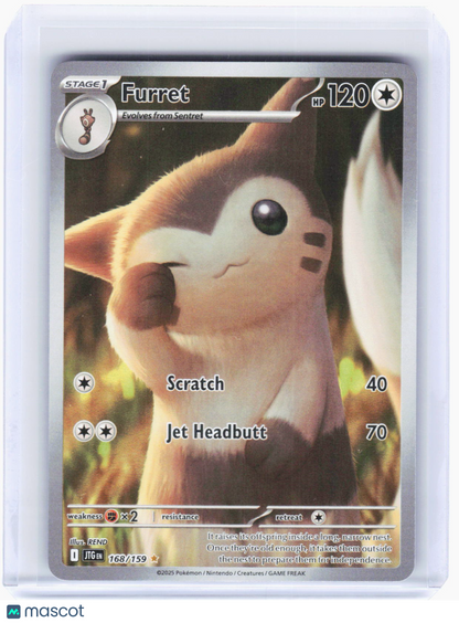 2025 Pokemon—Furret #168/159 Journey Together—Illustration Rare Foil