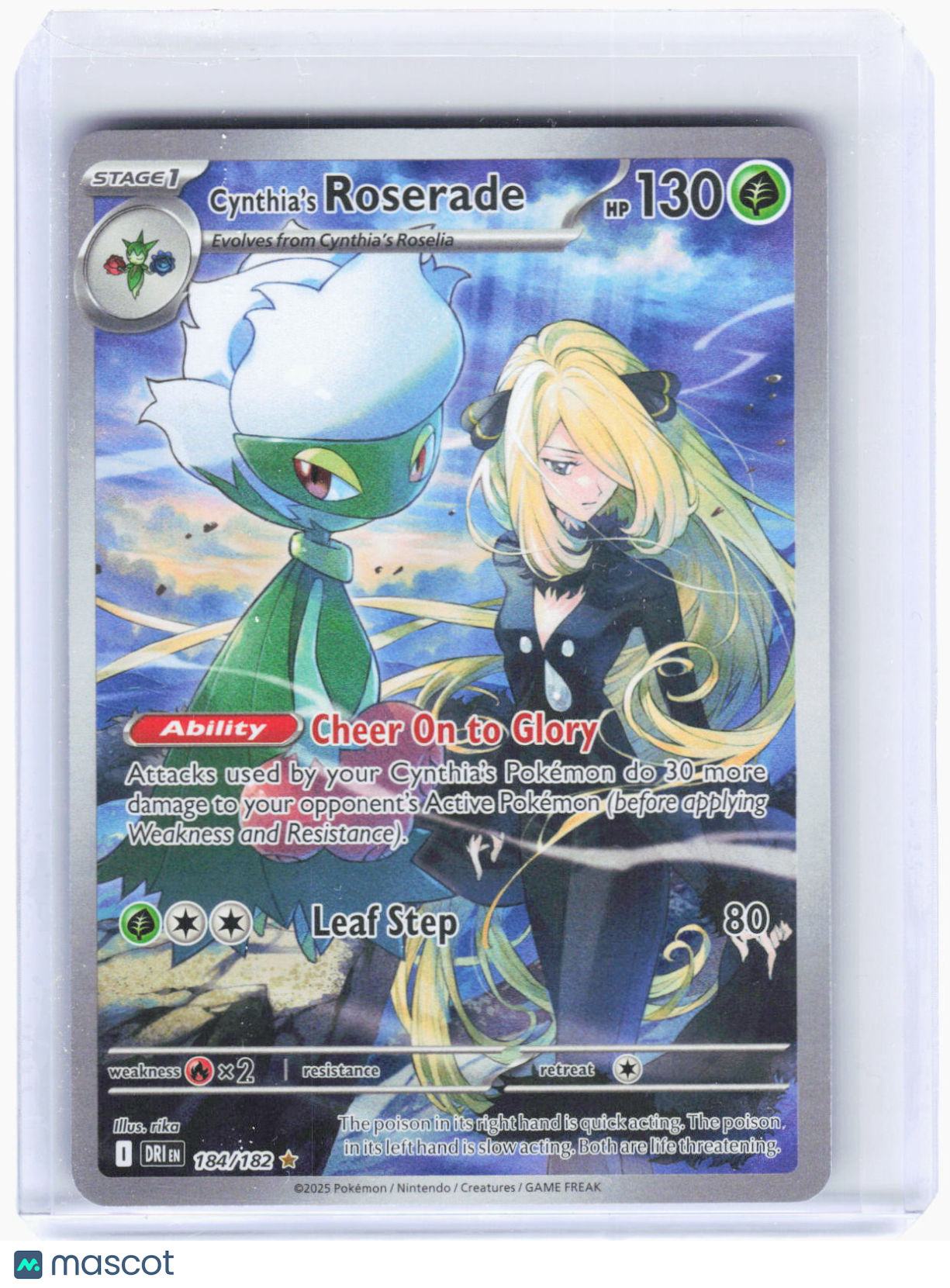 2025 Pokemon—Cynthia's Roserade #184/182 Destined Rivals—Illustration Rare Foil