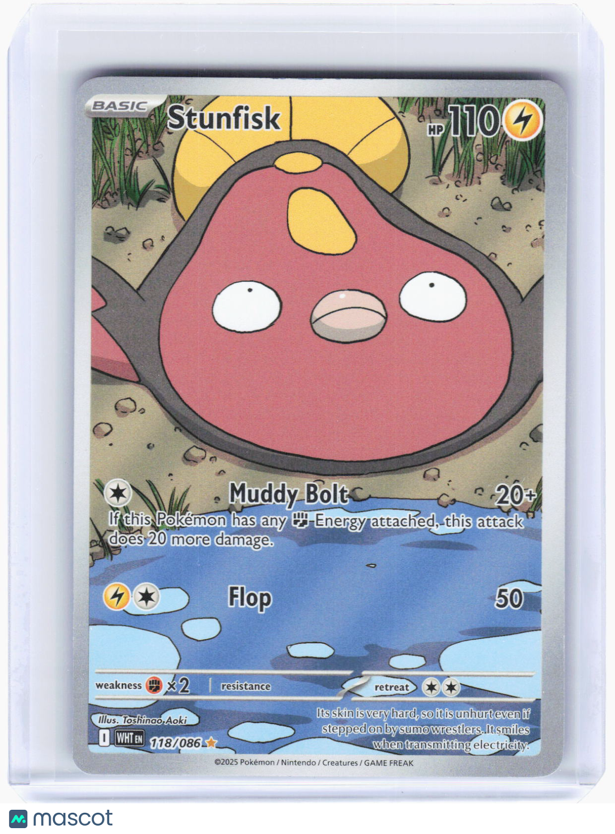 2025 Pokemon—Stunfisk #118/86 White Flare—Illustration Rare Foil