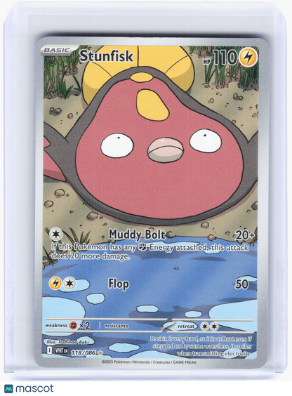 2025 Pokemon—Stunfisk #118/86 White Flare—Illustration Rare Foil