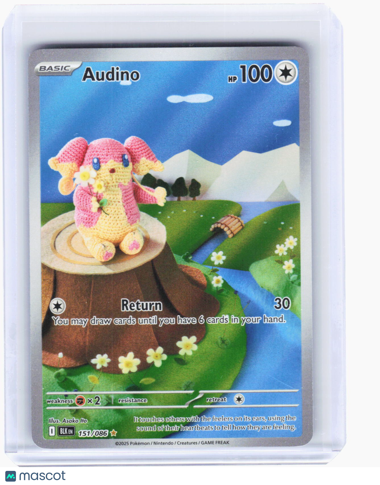 2025 Pokemon—Audino #151/86 Black Bolt—Illustration Rare Foil