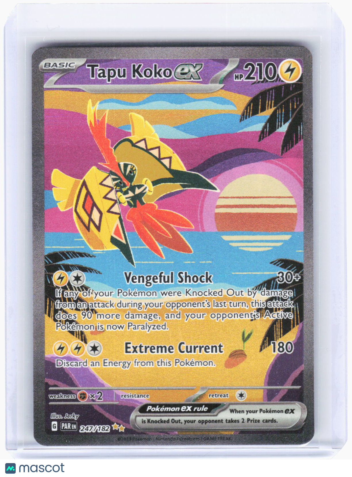 2023 Pokemon—Tapu Koko ex #247/182 Paradox Rift—Special Illustration Rare Holo