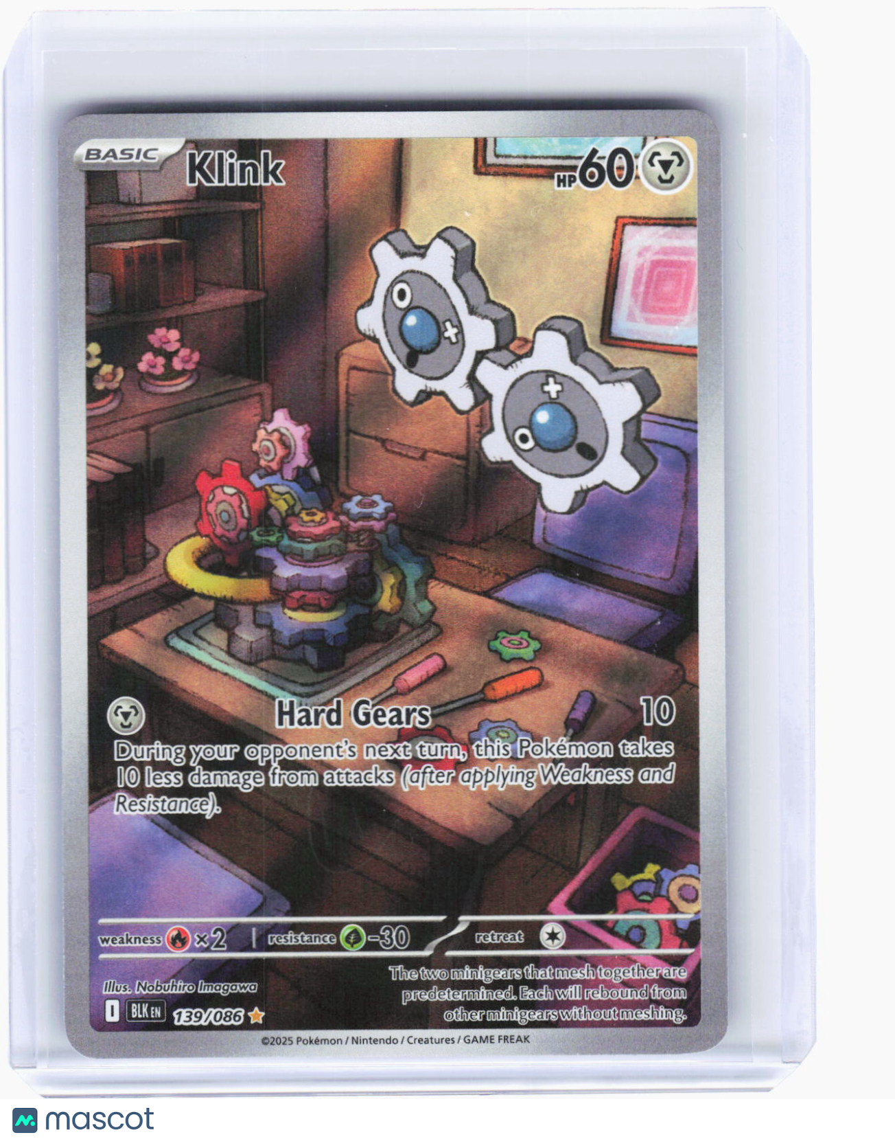 2025 Pokemon—Klink #139/86 Black Bolt—Illustration Rare Foil