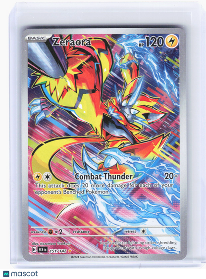 2024 Pokemon—Zeraora #151/142 Stellar Crown—Illustration Rare Foil