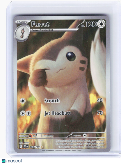 2025 Pokemon—Furret #168/159 Journey Together—Illustration Rare Foil (LP)