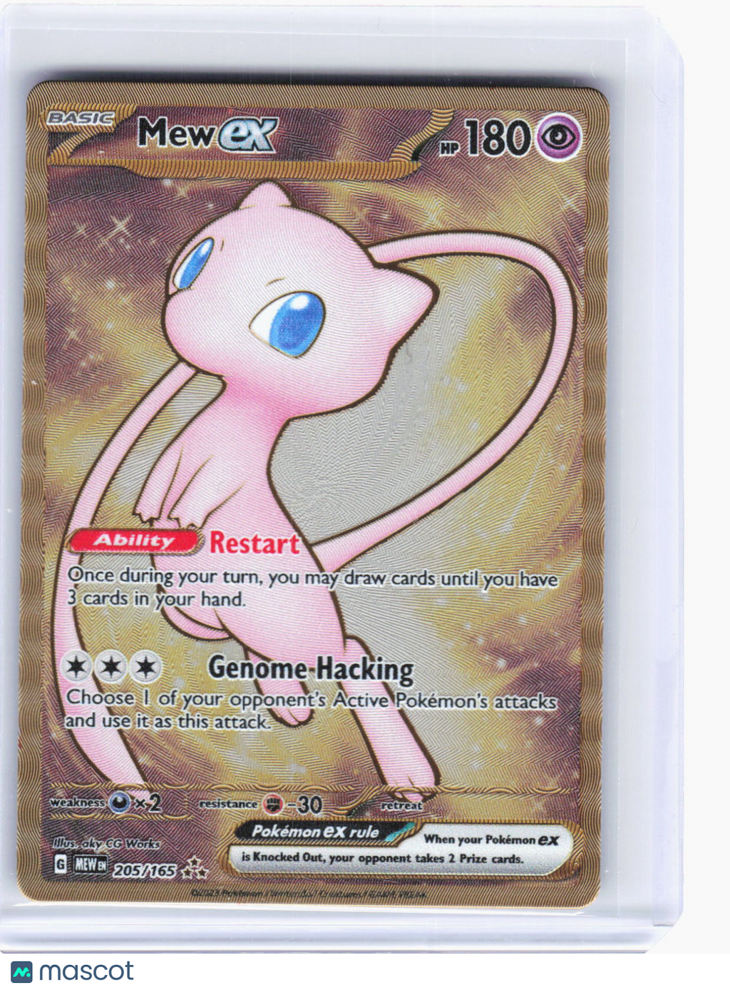 2023 Pokemon—Mew ex (151 Metal Card) #205/165 Scarlet & Violet 151—Promo Metal
