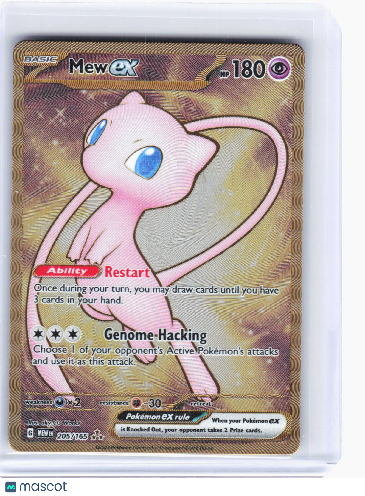 2023 Pokemon—Mew ex (151 Metal Card) #205/165 Scarlet & Violet 151—Promo Metal