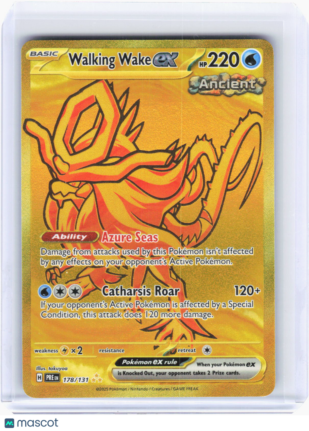 2025 Pokemon—Walking Wake ex #178/131 Prismatic Evolutions—Hyper Rare Gold