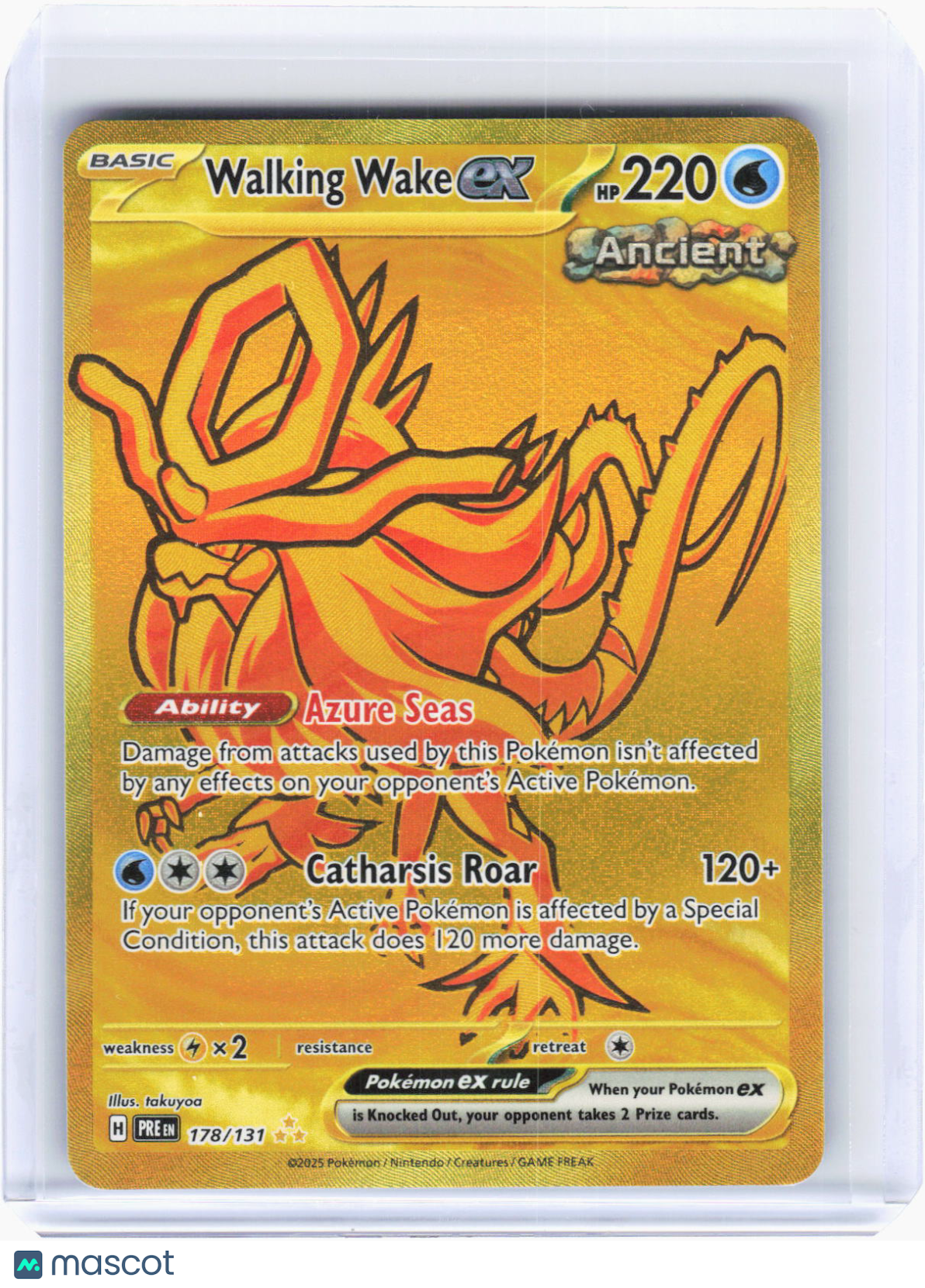 2025 Pokemon—Walking Wake ex #178/131 Prismatic Evolutions—Hyper Rare Gold