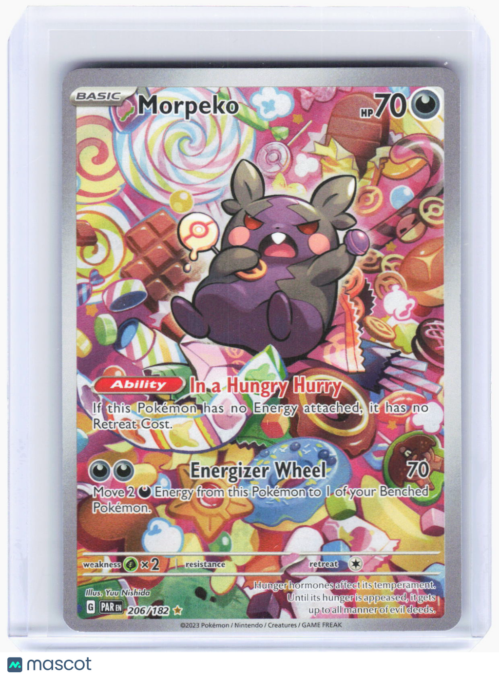 2023 Pokemon—Morpeko #206/182 Paradox Rift—Illustration Rare Foil