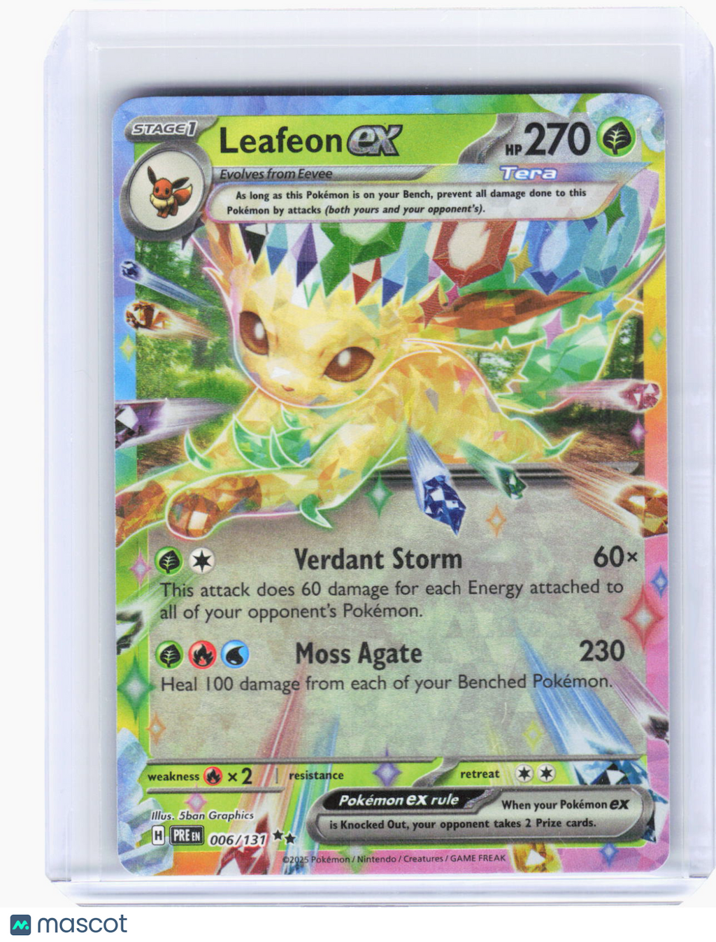 2025 Pokemon—Leafeon ex #6/131 Prismatic Evolutions—Double Rare Foil