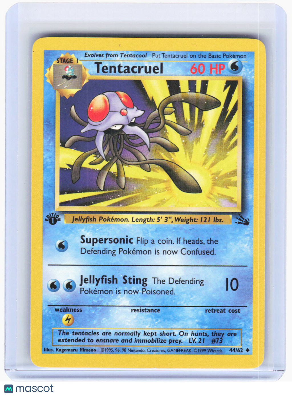 1999 Pokemon—Tentacruel #44/62 Fossil—Uncommon Non-Foil 1st Edition