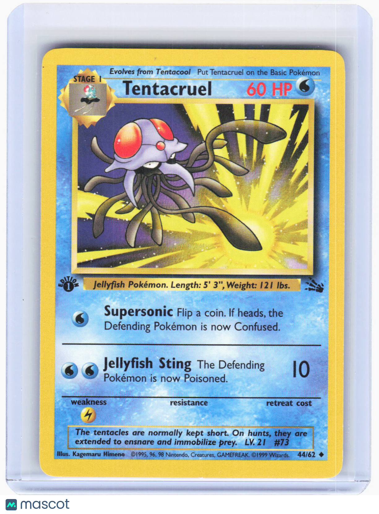 1999 Pokemon—Tentacruel #44/62 Fossil—Uncommon Non-Foil 1st Edition