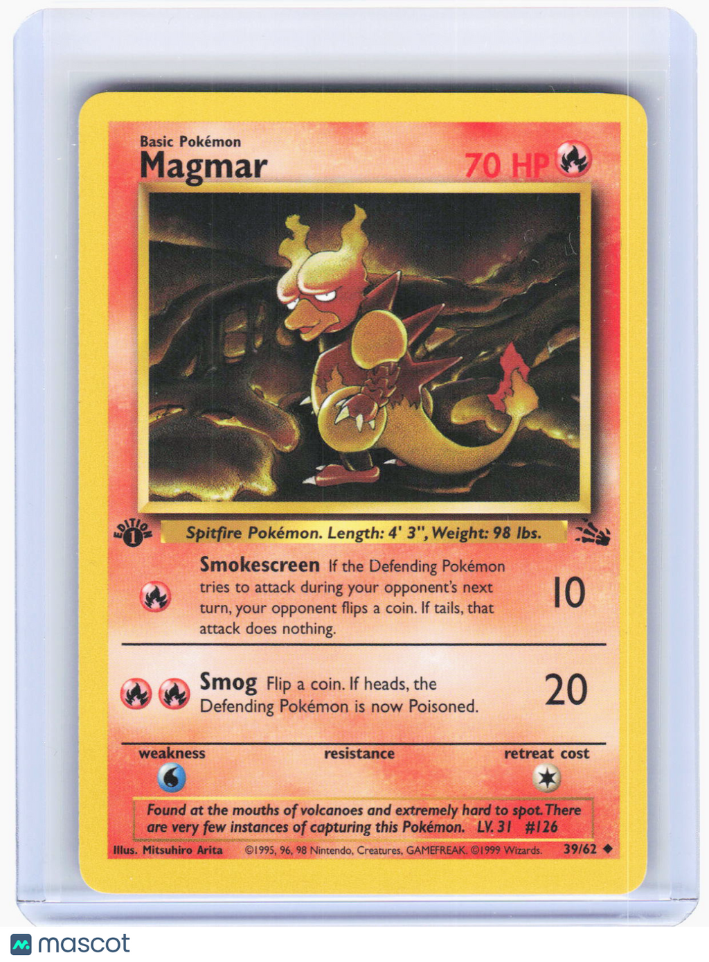 1999 Pokemon—Magmar #39/62 Fossil—Uncommon Non-Foil 1st Edition