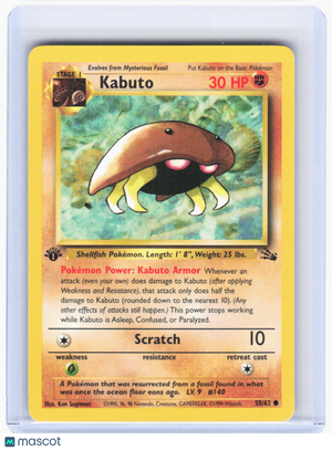 1999 Pokemon—Kabuto #50/62 Fossil—Common Non-Foil (Lightly Played) 1st Edition
