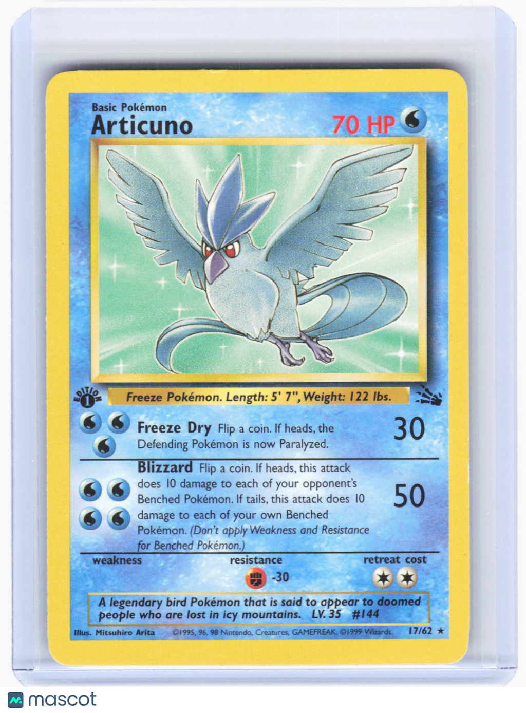 1999 Pokemon—Articuno #17/62 Fossil—Rare Non-Foil (Lightly Played) 1st Edition