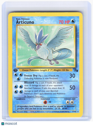 1999 Pokemon—Articuno #17/62 Fossil—Rare Non-Foil (Lightly Played) 1st Edition