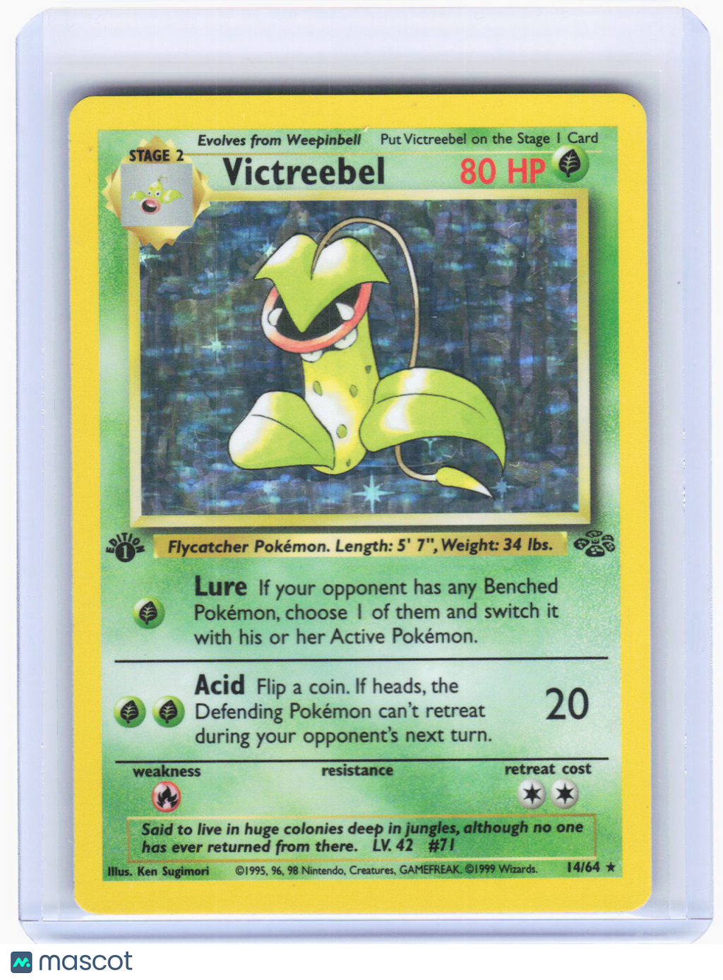 1999 Pokemon—Victreebel #14/64 Jungle—Holo Rare (HP) 1st Edition