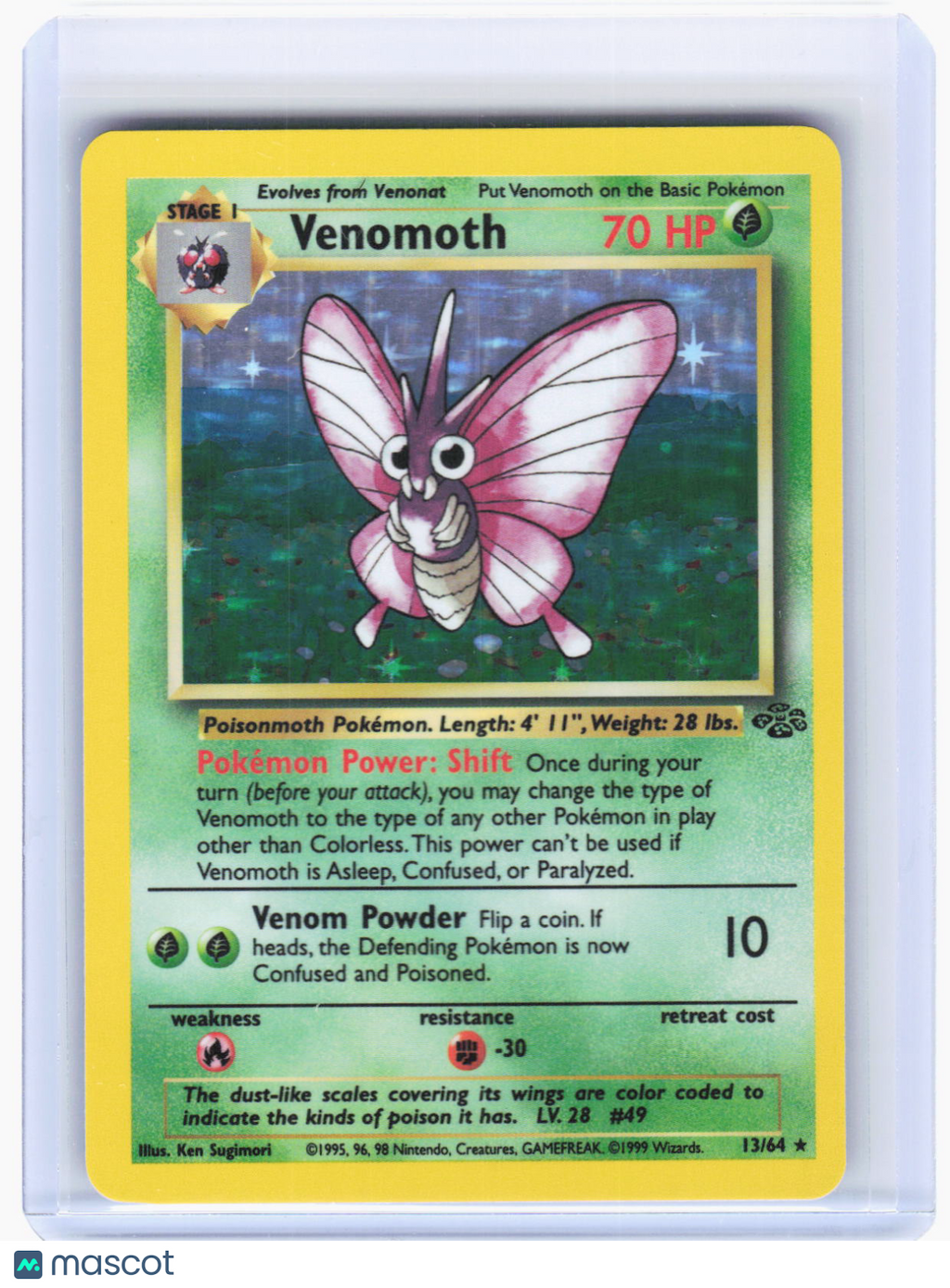 1999 Pokemon—Venomoth #13/64 Jungle—Holo Rare Holo (Lightly Played)