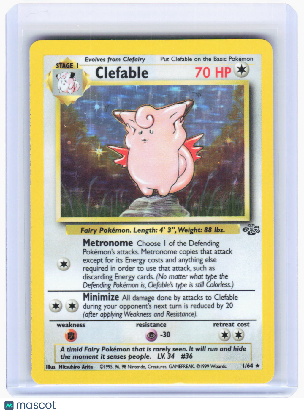 1999 Pokemon—Clefable #1/64 Jungle—Holo Rare Holo (Lightly Played)