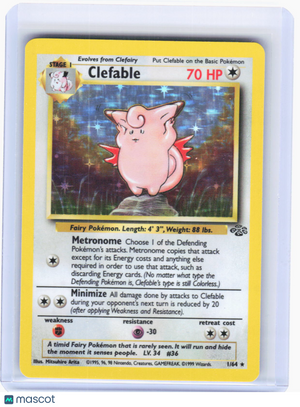 1999 Pokemon—Clefable #1/64 Jungle—Holo Rare Holo (Damaged)