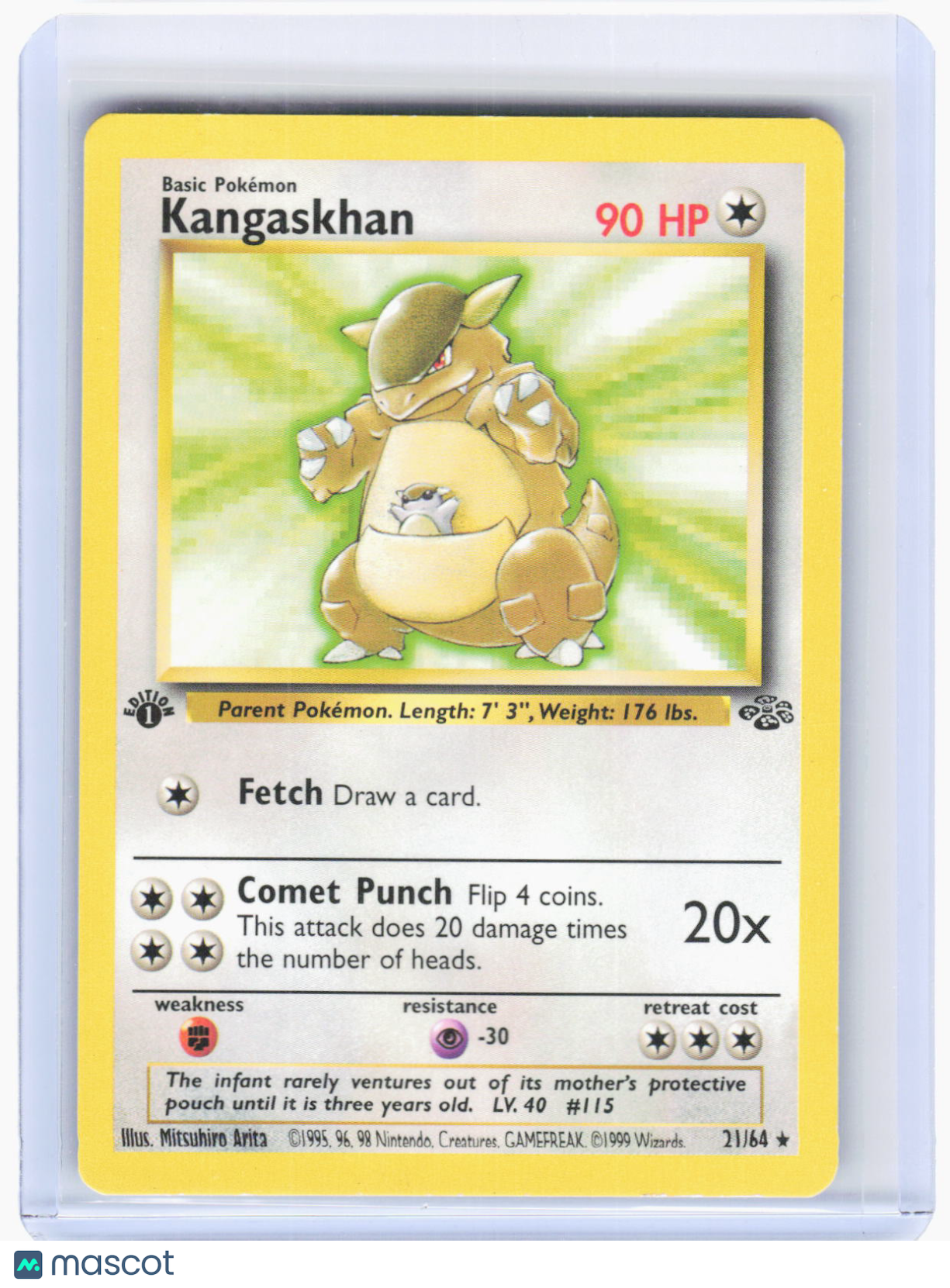 1999 Pokemon—Kangaskhan #21/64 Jungle—Rare Holo (Lightly Played) 1st Edition