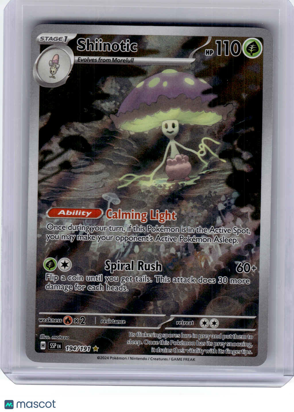 2024 Pokemon—Shiinotic #194 Surging Sparks—Illustration Rare Holo