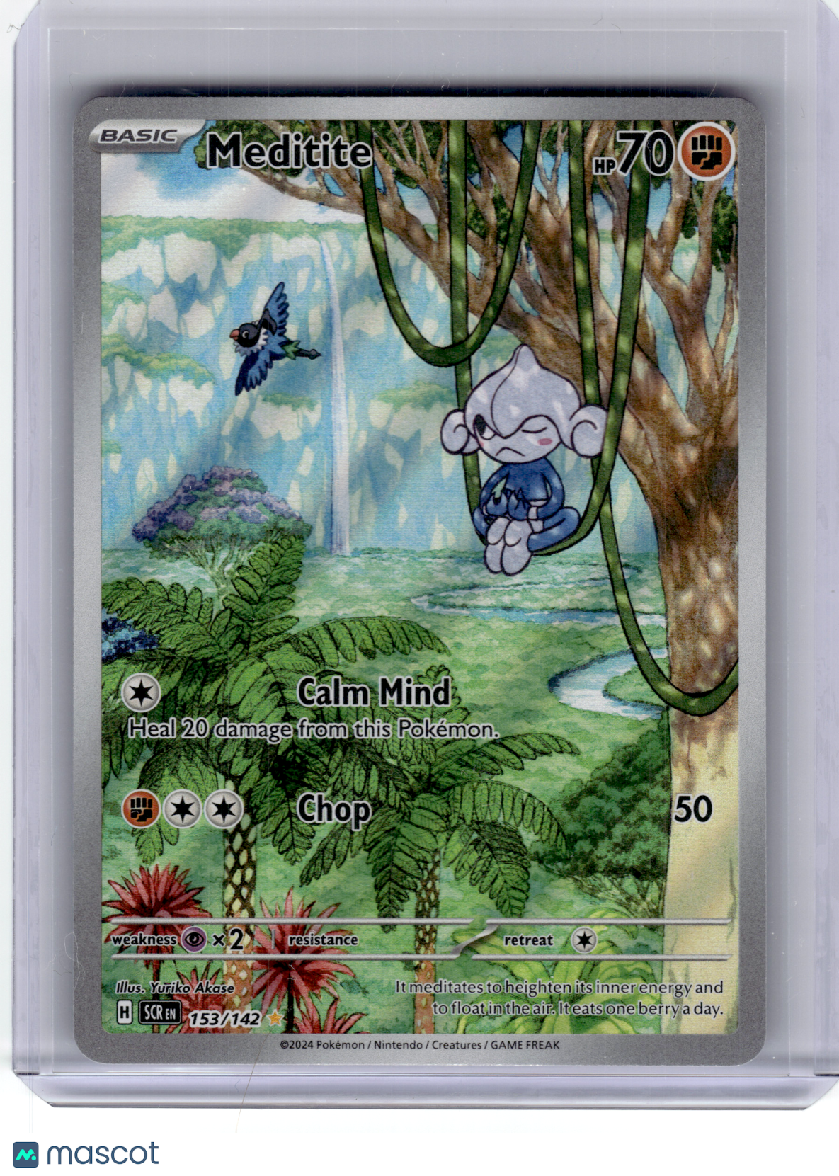 2024 Pokemon—Meditite #153 Stellar Crown—Illustration Rare Holo