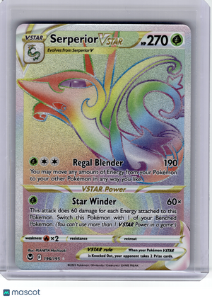 2022 Pokemon—Serperior VSTAR #196 Silver Tempest—Secret Rare Holo