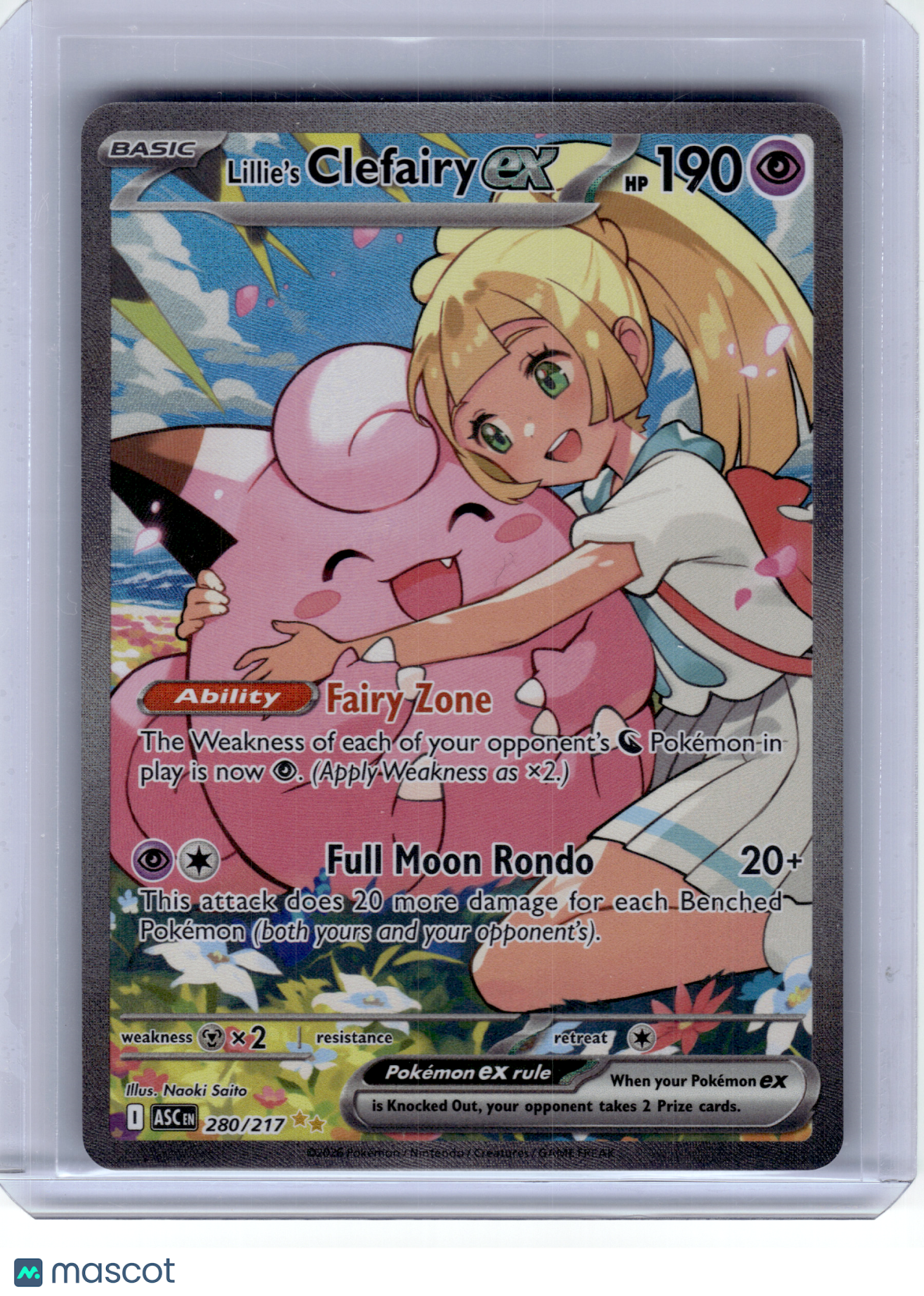 2026 Pokemon—Lillie's Clefairy EX #280 Ascended Heroes—Special Illustration Rare