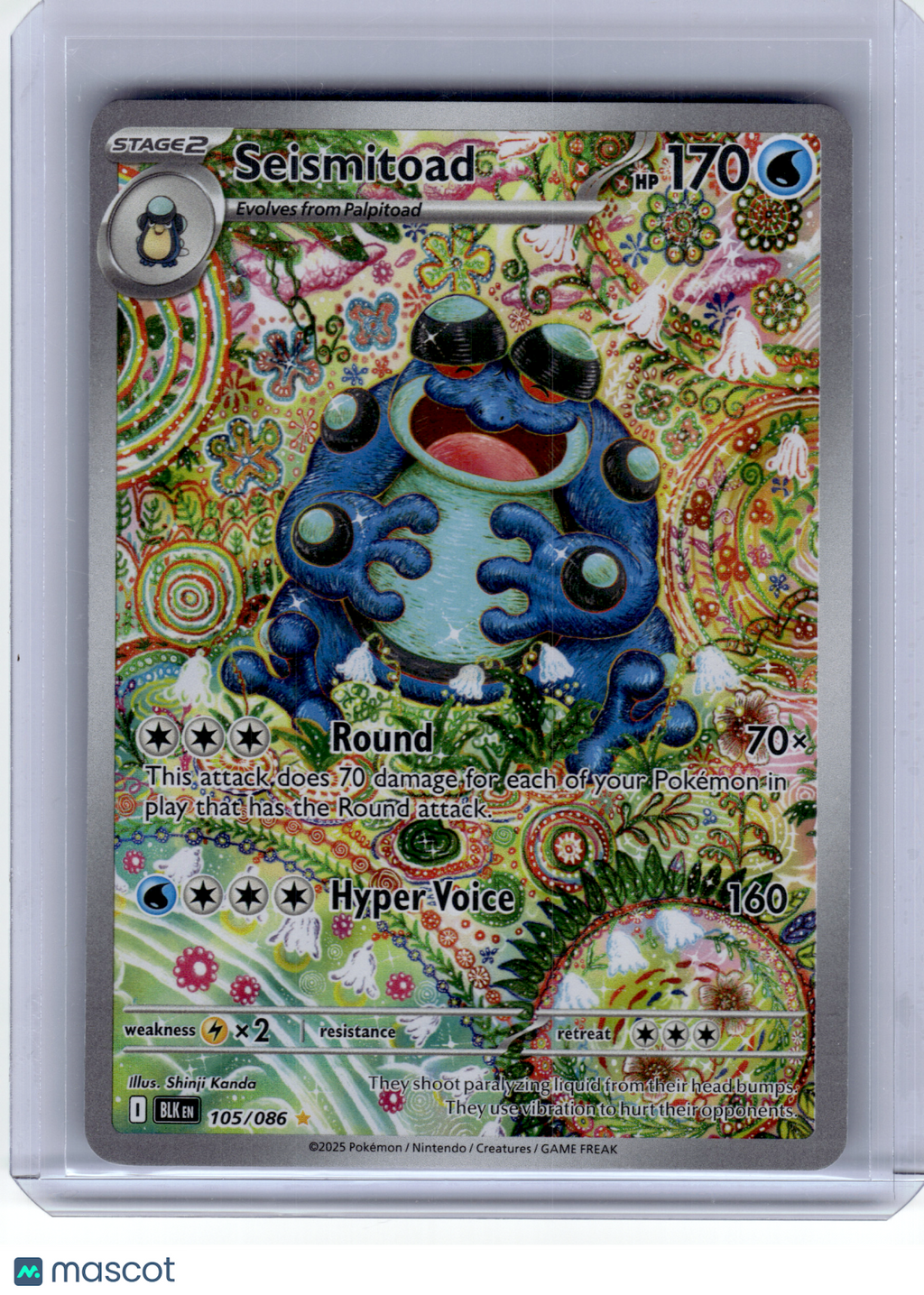 2025 Pokemon—Seismitoad #105 Black Bolt—Illustration Rare Holo