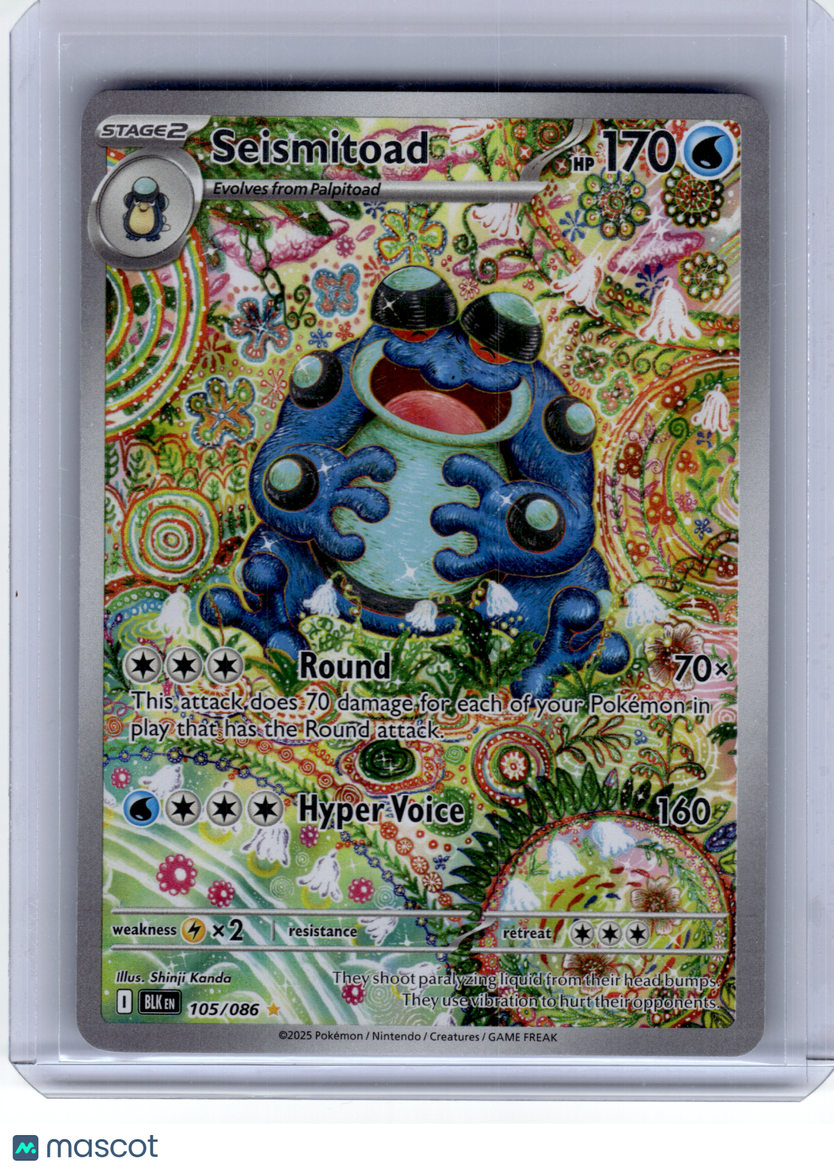 2025 Pokemon—Seismitoad #105 Black Bolt—Illustration Rare Holo